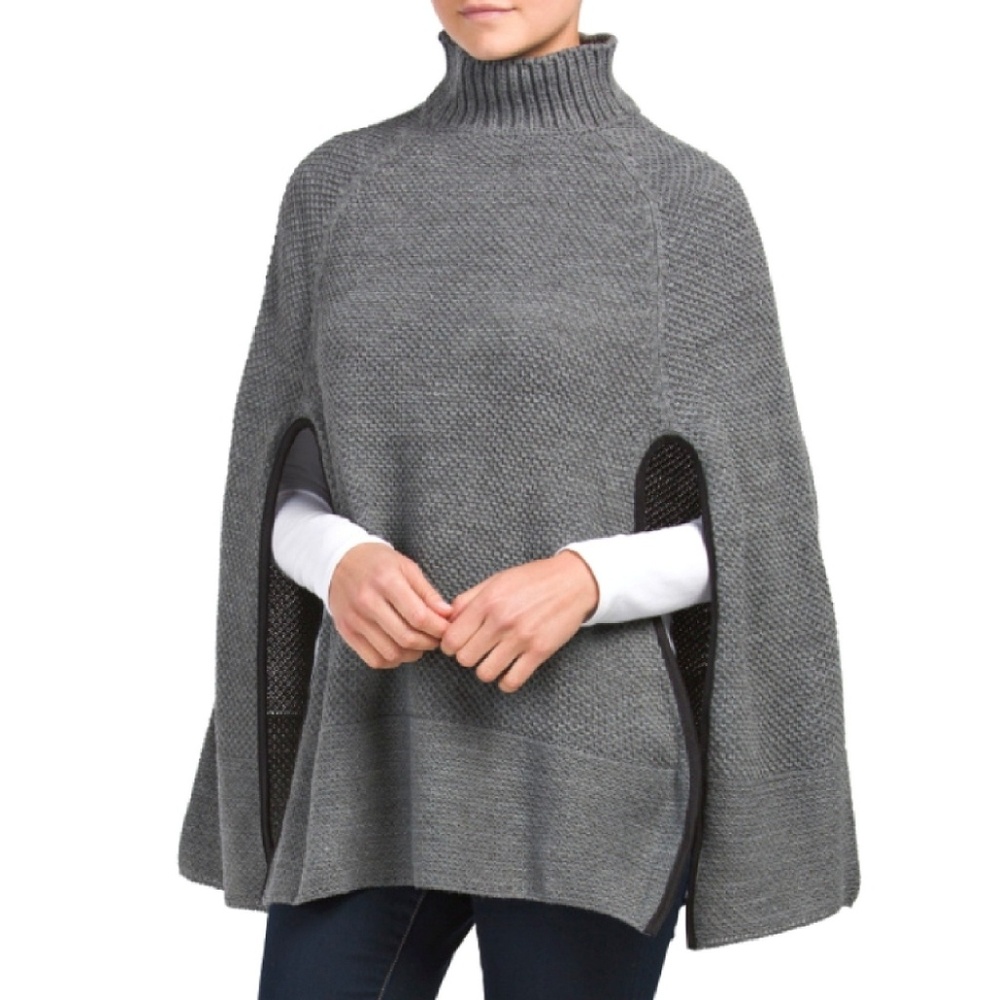 Grey Turtleneck Poncho